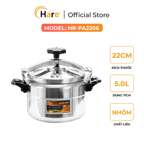 Ảnh của NỒI ÁP SUẤT NHÔM ĐÁY TỪ HARE HR-PA2206 (22cm)