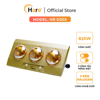 Ảnh của ĐÈN SƯỞI NHÀ TẮM 3 BÓNG HARE HR-DS03 