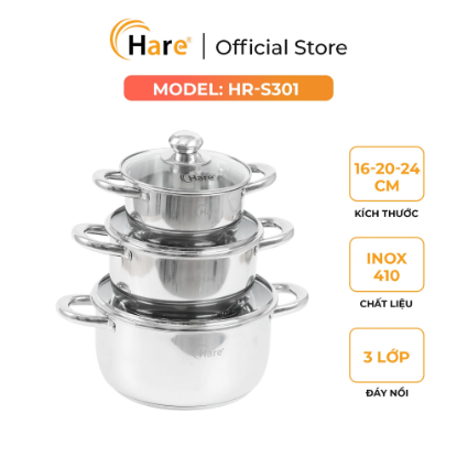 Ảnh của BỘ NỒI INOX HARE HR-S301 