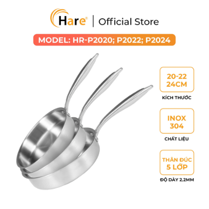 Ảnh của CHẢO INOX 5 LỚP LIỀN KHỐI CHỐNG DÍNH TỰ THÂN HARE