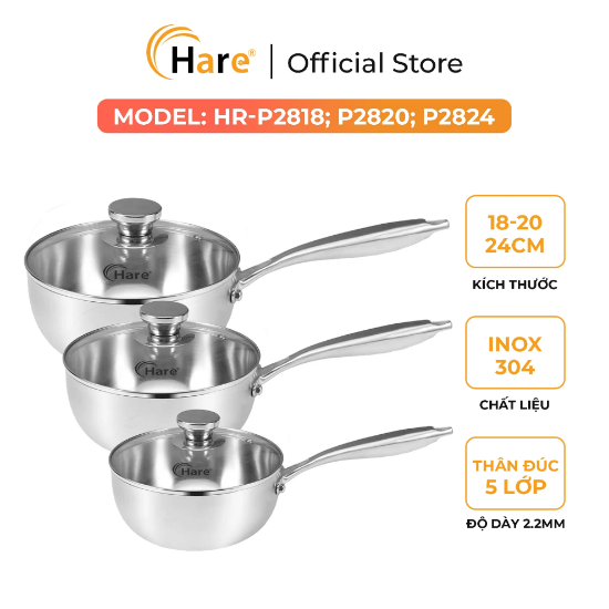 Ảnh của CHẢO INOX 5 LỚP LIỀN KHỐI CHỐNG DÍNH TỰ THÂN HARE