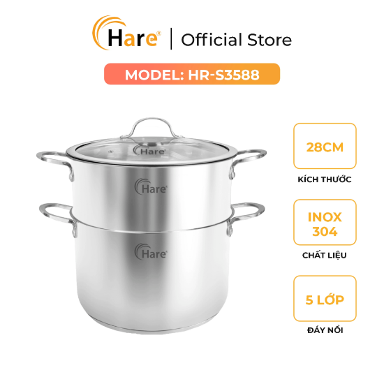 Ảnh của BỘ NỒI HẤP INOX 304 HARE HR-S3588