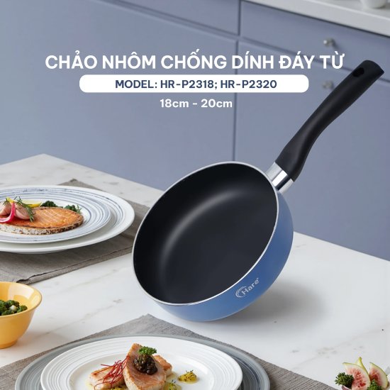Ảnh của CHẢO NHÔM CHỐNG DÍNH ĐÁY TỪ HARE HR-P2318; HR-2320