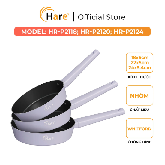 Ảnh của CHẢO NHÔM CHỐNG DÍNH ĐÁY TỪ HARE HR-P2118; HR-P2120; HR-P2124
