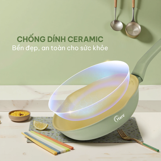 Ảnh của CHẢO NHÔM CHỐNG DÍNH ĐÁY TỪ HARE HR-P2620; HR-P2624; HR-P2628