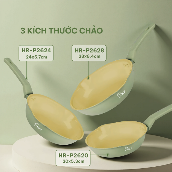 Ảnh của CHẢO NHÔM CHỐNG DÍNH ĐÁY TỪ HARE HR-P2620; HR-P2624; HR-P2628
