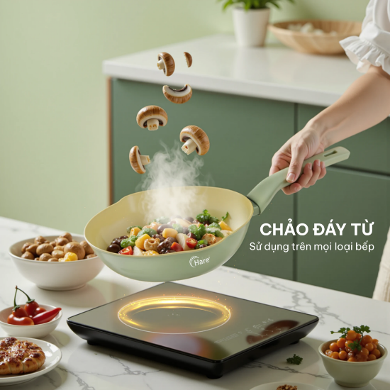 Ảnh của CHẢO NHÔM CHỐNG DÍNH ĐÁY TỪ HARE HR-P2620; HR-P2624; HR-P2628