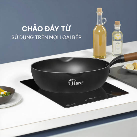 Ảnh của CHẢO NHÔM CHỐNG DÍNH ĐÁY TỪ HARE HR-P2726; HR-P2728