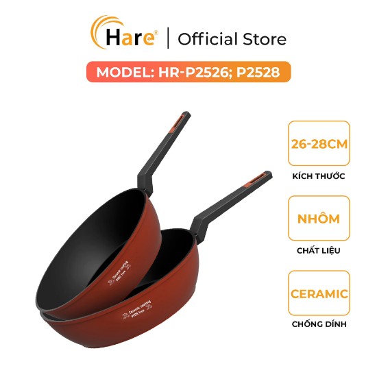 Ảnh của CHẢO NHÔM CHỐNG DÍNH ĐÁY TỪ HARE HR-P2526; HR-P2528