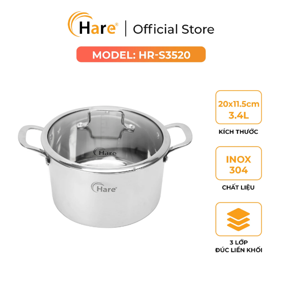 Ảnh của NỒI INOX ĐÚC LIỀN KHỐI HARE HR-S3520