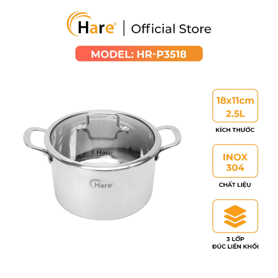 Ảnh của NỒI INOX ĐÚC LIỀN KHỐI HARE  HR-P3518
