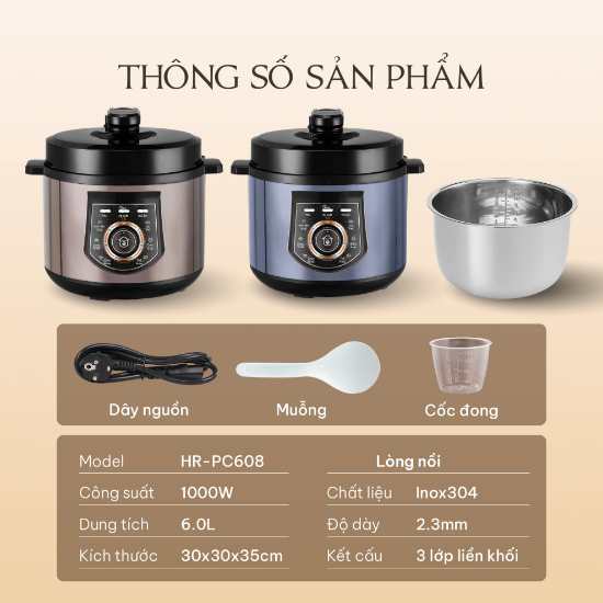 Ảnh của NỒI ÁP SUẤT ĐIỆN HARE HR-PC606