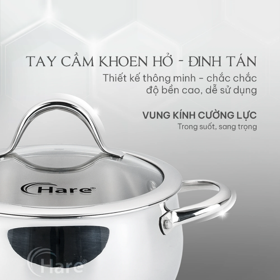 Ảnh của BỘ NỒI ĐÚC 3 LỚP INOX 304  HARE HR-3565